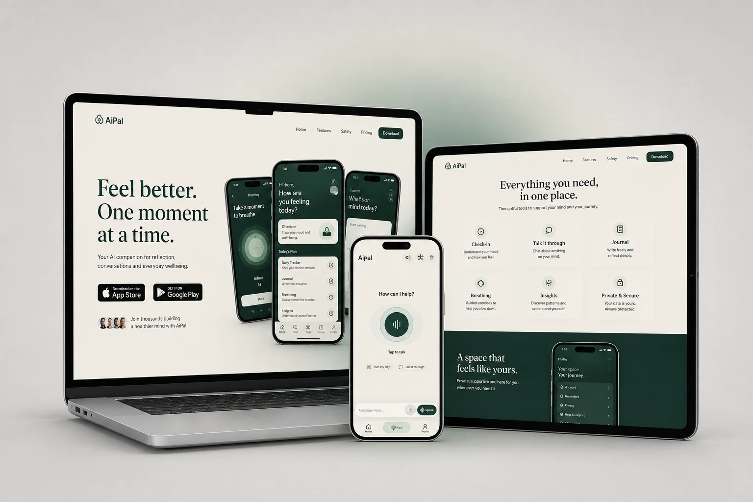 AiPal, Brand identity · Mobile app · Website