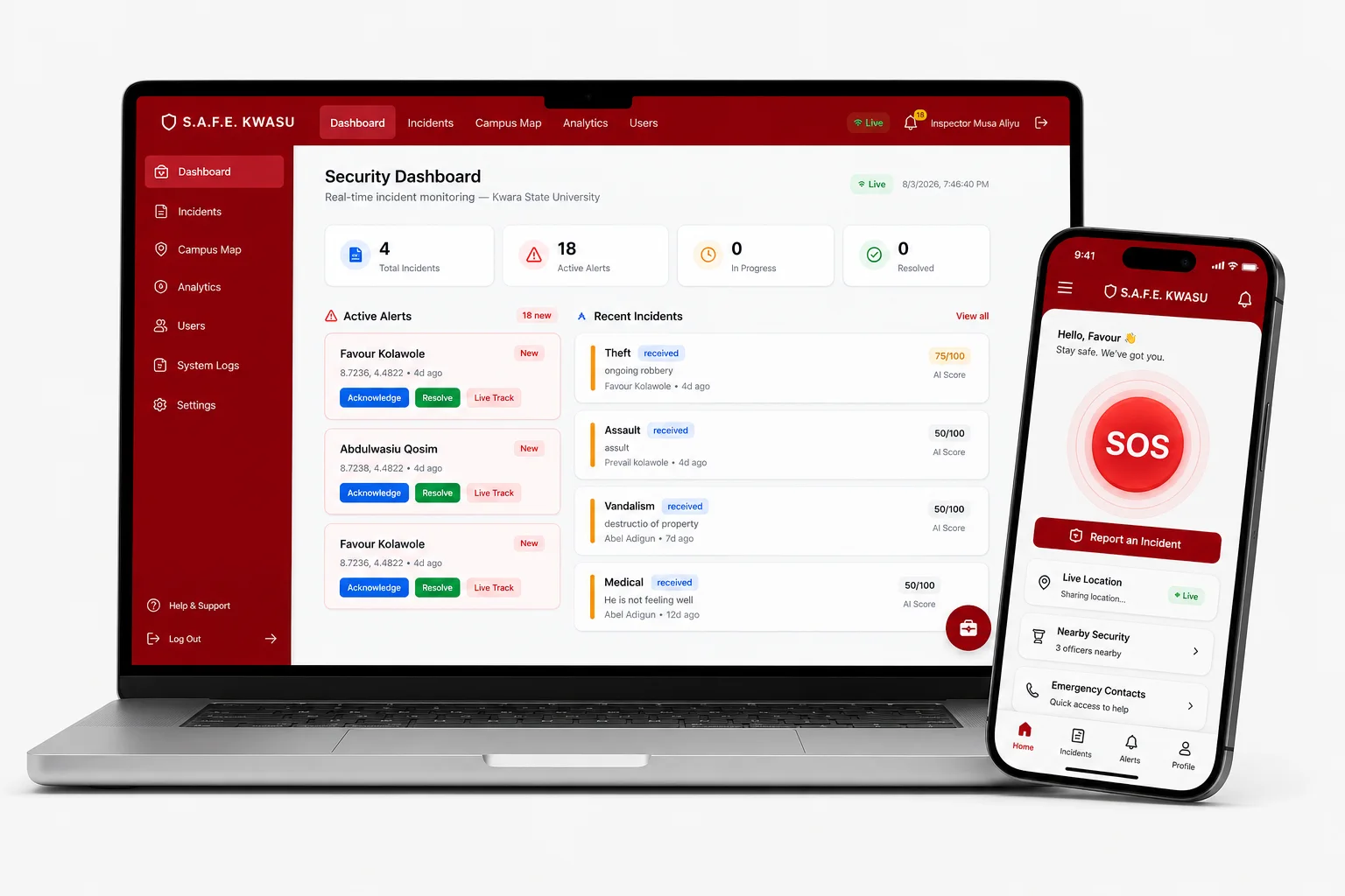 S.A.F.E., Product design · Web app · Mobile app